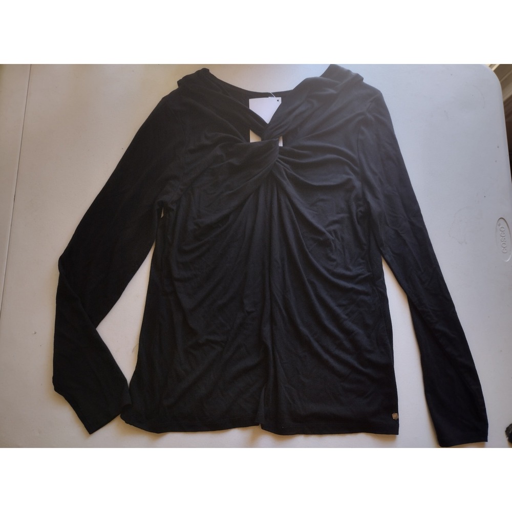 Fabletics Sadie Long Sleeve Top Black Twisted Front Ruched Jersey XL - Picture 1 of 7